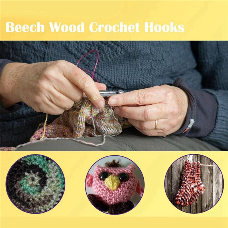 ABJI-40Pcs Wood Crochet Hooks  - đánh giá và giá Wooden Crochet Hooks Ergonomic Handle