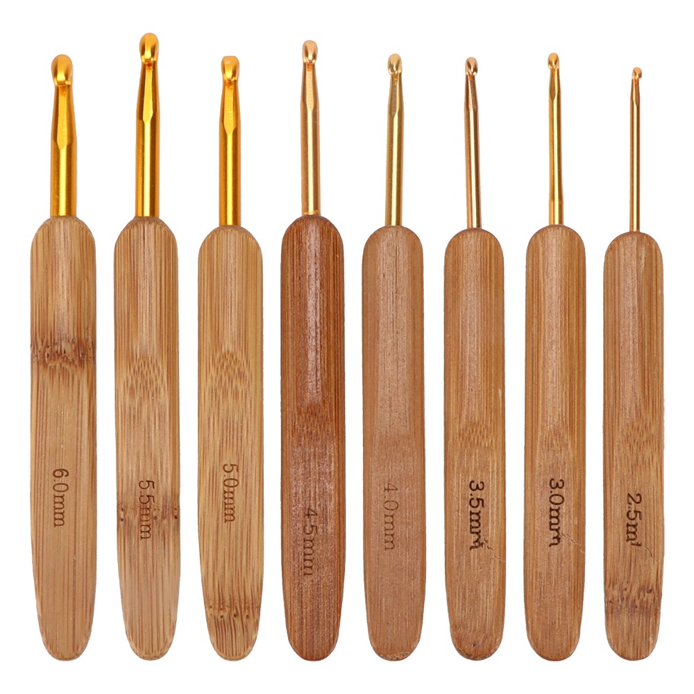 8pcs Ergonomic 2.5-6mm Sizes C - đánh giá và giá Wooden Crochet Hooks Ergonomic Handle