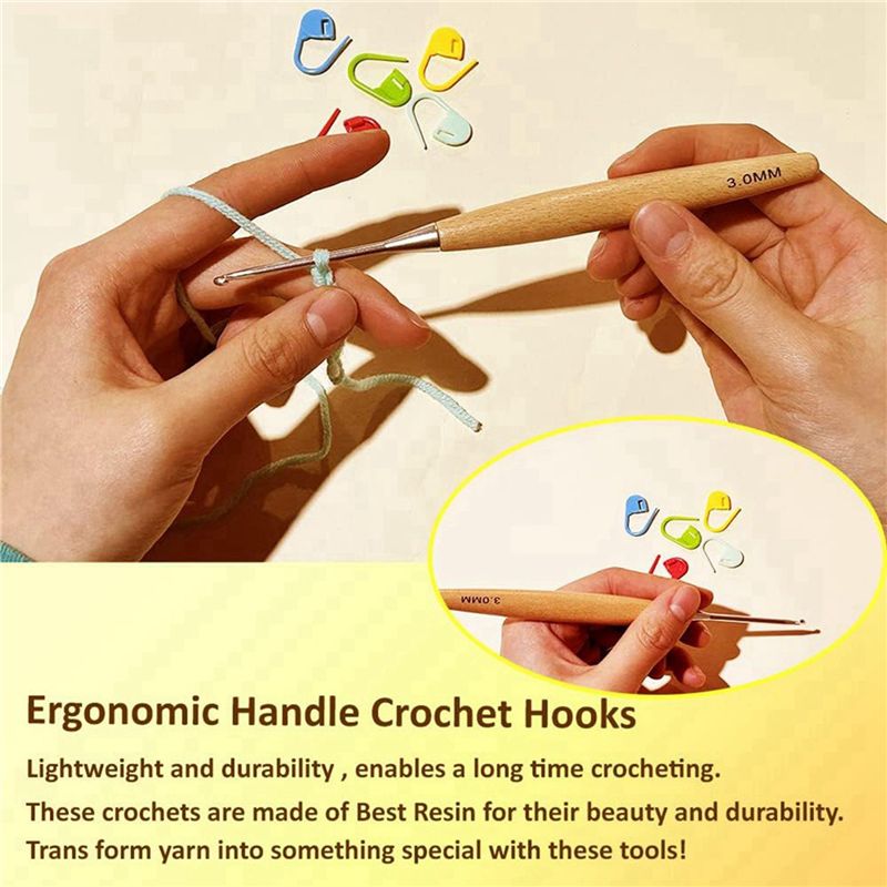 M12K-40Pcs Wood Crochet Hooks  - đánh giá và giá Wooden Crochet Hooks Ergonomic Handle